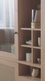 Cestino 3 Door 3 Drawer Sideboard in Jackson Hickory Oak and Rattan Effects