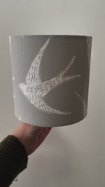 Fly Away Swallows Drum Lampshade in Grey