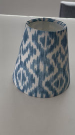 Handmade Empire or Candle Clip Lampshade in Chambray Blue Ikat pattern