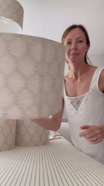 Beige and Blue Dot Drum Lampshade